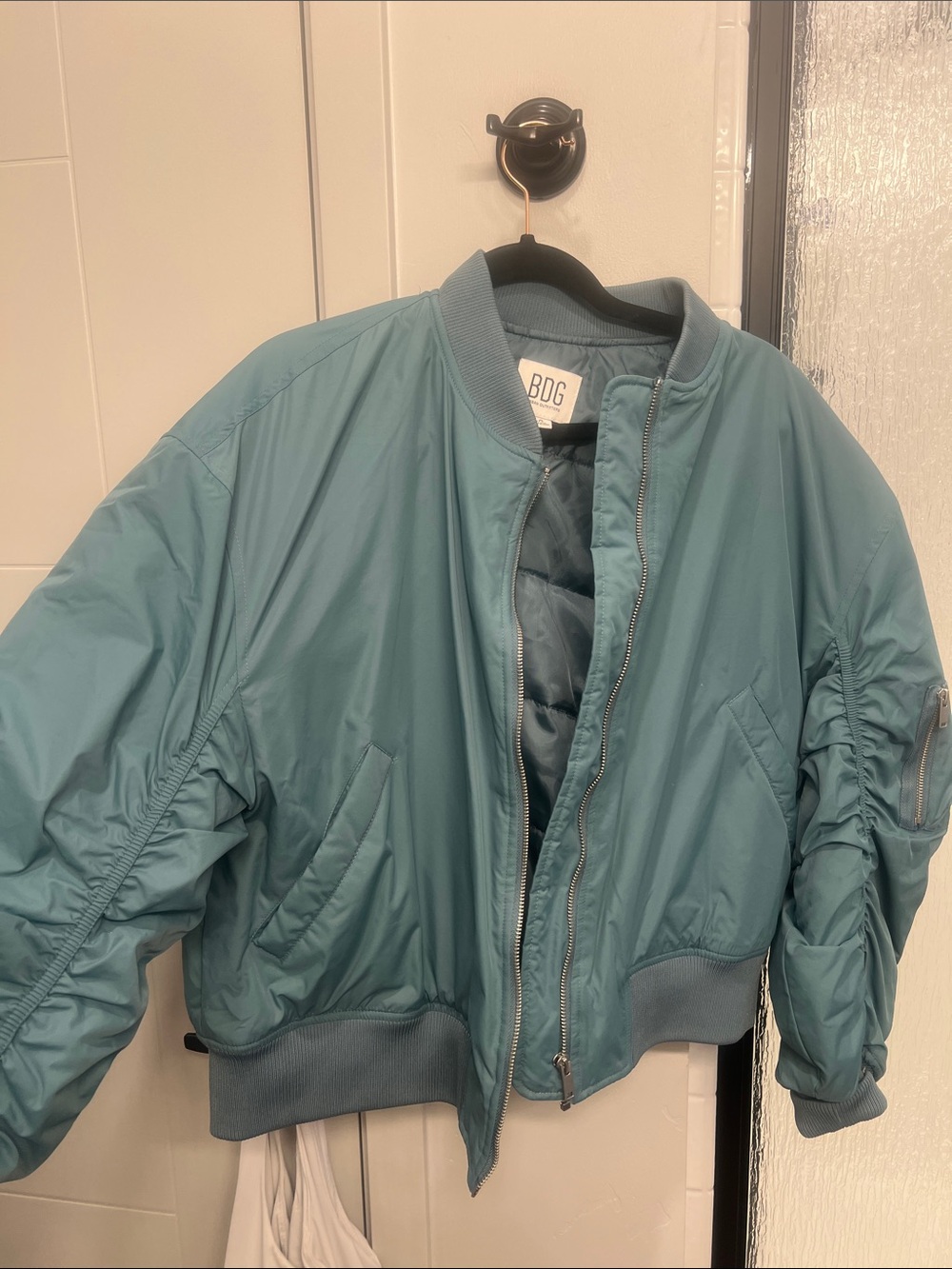 BDG Women's Teal-Blue Bomber Jacket